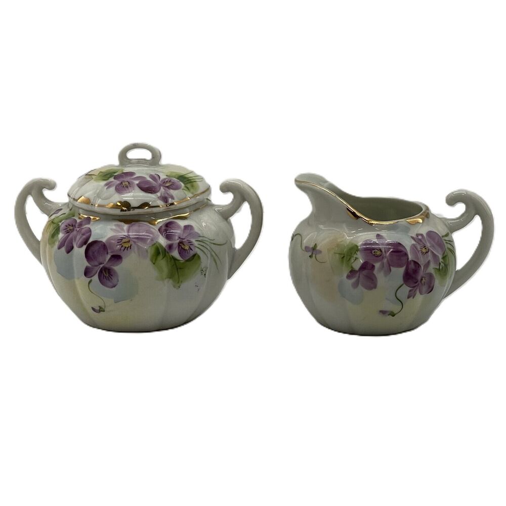Vintage Nippon Hand Painted Sugar/Creamer Set Floral Pattern